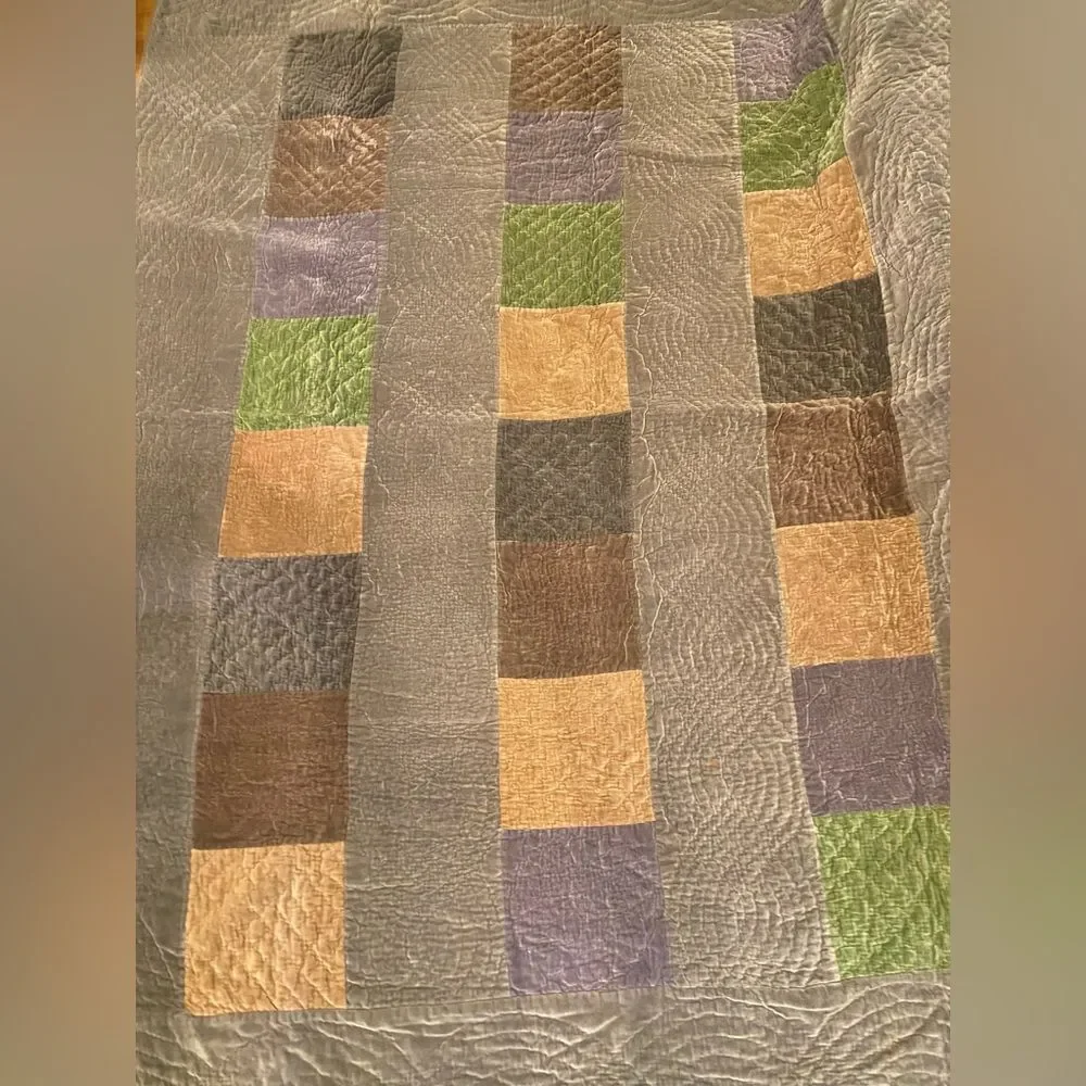 POTTERY BARN Velvet Patchwork Quilt cottagecore Vintage 100% Cotto…